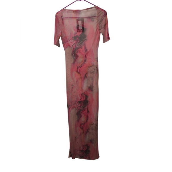 Pretty Little Thing Pink/Acid Scoop Mesh Maxi Dress NWT Size 0 - Picture 4 of 4